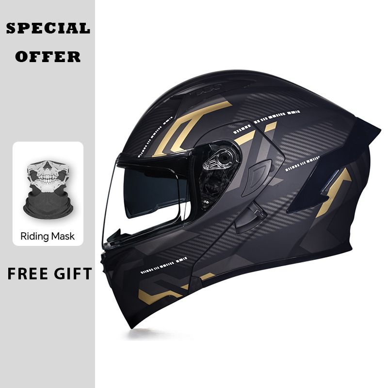 Dual Visor Motorcycle Racing Helmet - Casque de Moto rabattable approuvé DOT,