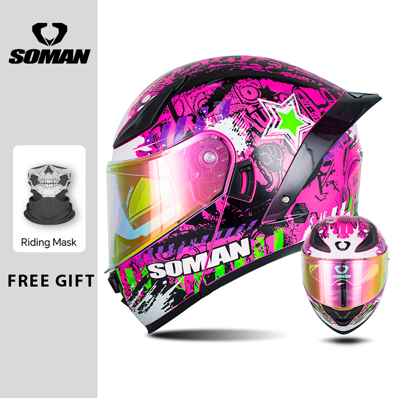 SOMAN casque modulaire rabat i - Dual Visor Motorcycle Racing Helmet avis et prix