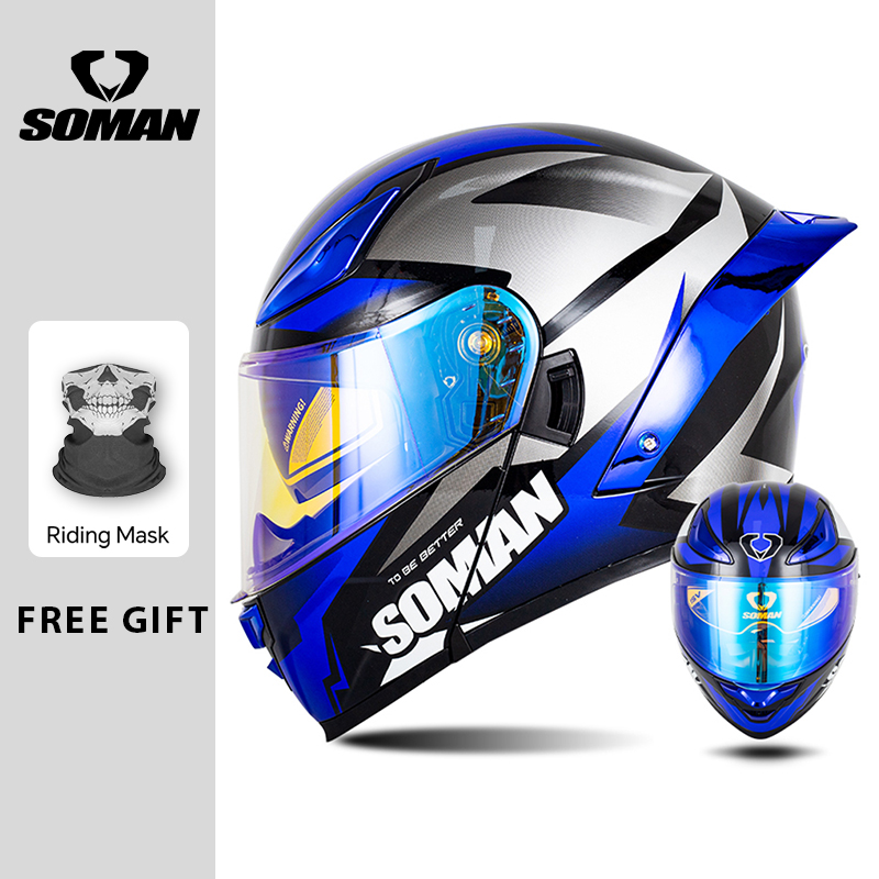 SOMAN casque modulaire rabat i - Dual Visor Motorcycle Racing Helmet avis et prix